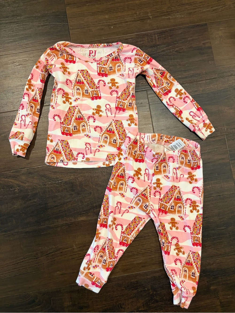 Children’s Place Girls Christmas Pajamas 18-24M Gingerbread 100% Cotton